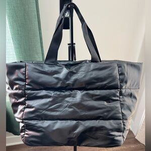 Black Quilted Oversized Tote Bag - Women